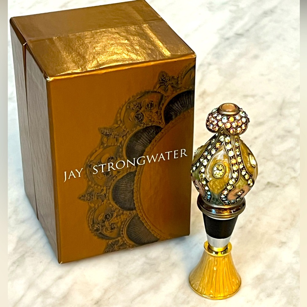 SIGNED! Jay Strongwater Wine Stopper & Stand originally purchase separately.